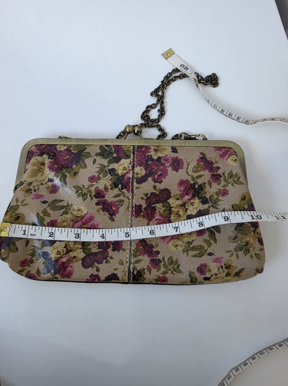 Patricia Nash Vintage-Inspired Floral Leather Clutch with Detachable Brass Chain - Picture 5 of 16